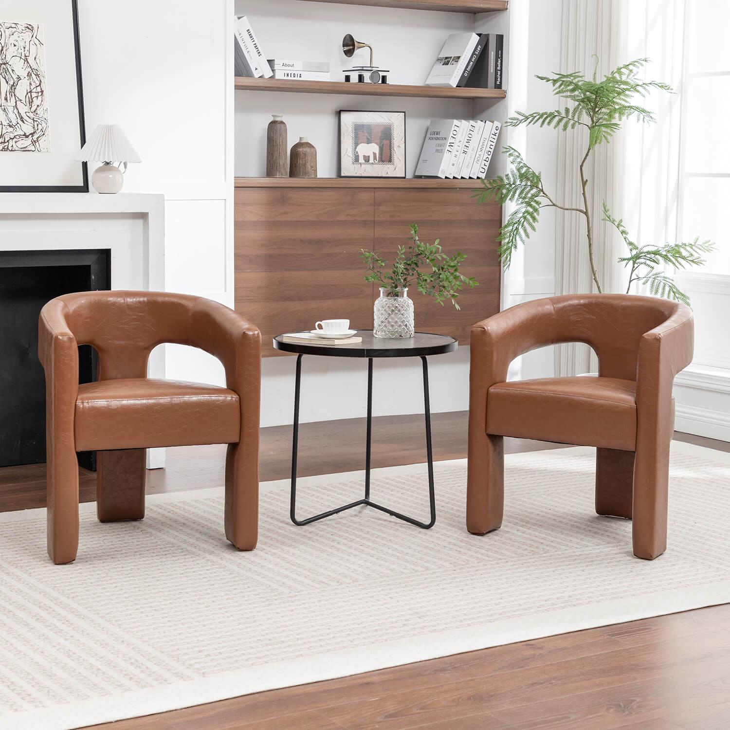 SEYNAR Modern Glam PU Leather Upholstered Dining Chair
