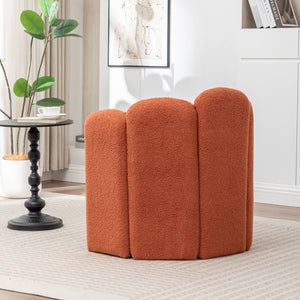 SEYNAR Modern Glam Faux Sherpa Upholstered Round Accent Chair with Flower Shaped Back Design(Single/Set of 2)