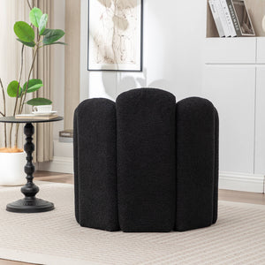 SEYNAR Modern Glam Faux Sherpa Upholstered Round Accent Chair with Flower Shaped Back Design(Single/Set of 2)