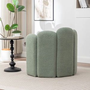 SEYNAR Modern Glam Faux Sherpa Upholstered Round Accent Chair with Flower Shaped Back Design(Single/Set of 2)