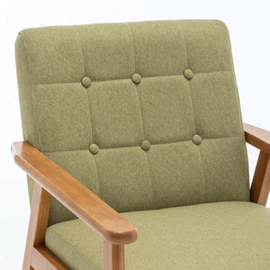 SEYNAR Mid-Century Linen Button-Tufted Accent Chair with Solid Wood Frame(Single/Set of 2)