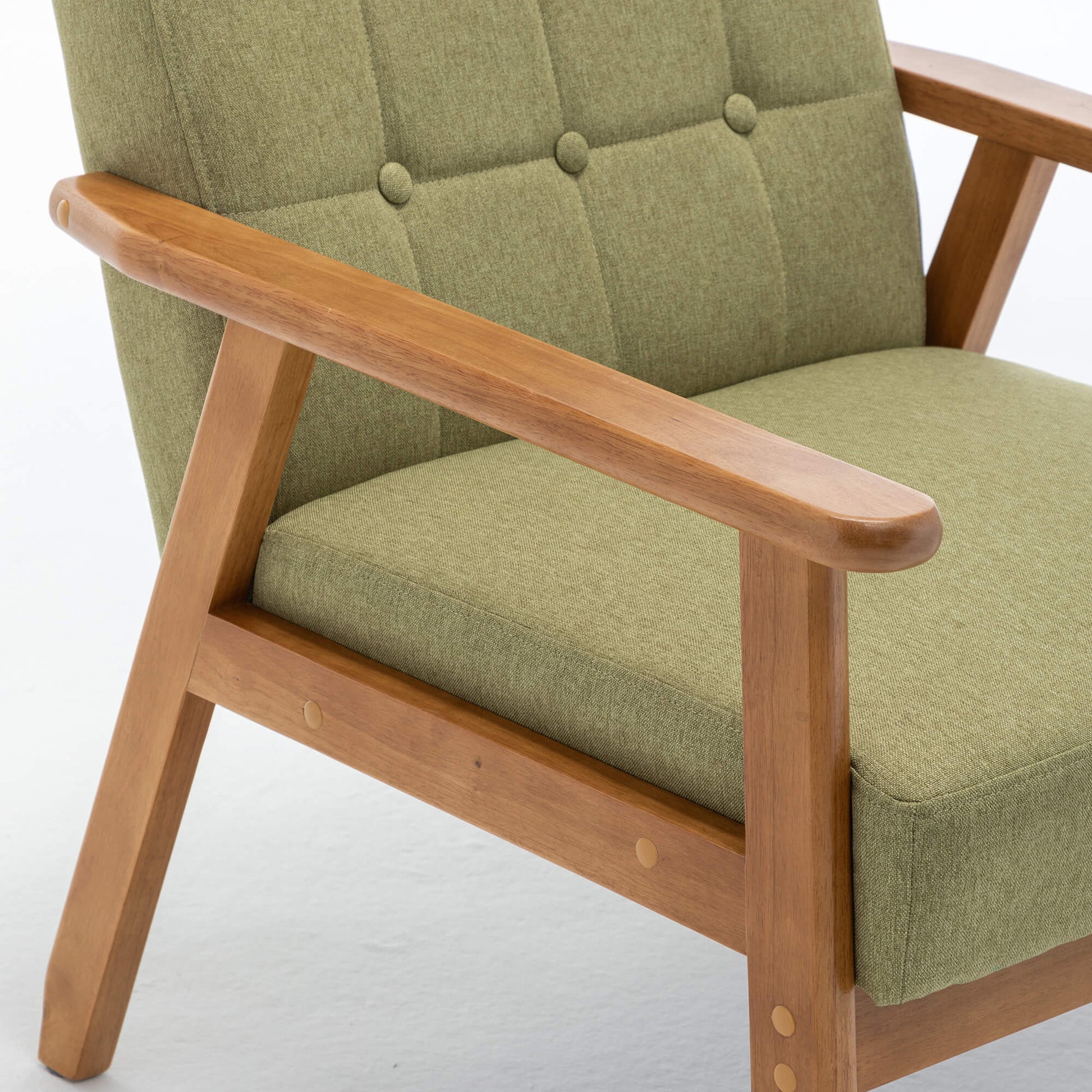 SEYNAR Mid-Century Linen Button-Tufted Accent Chair with Solid Wood Frame(Single/Set of 2)