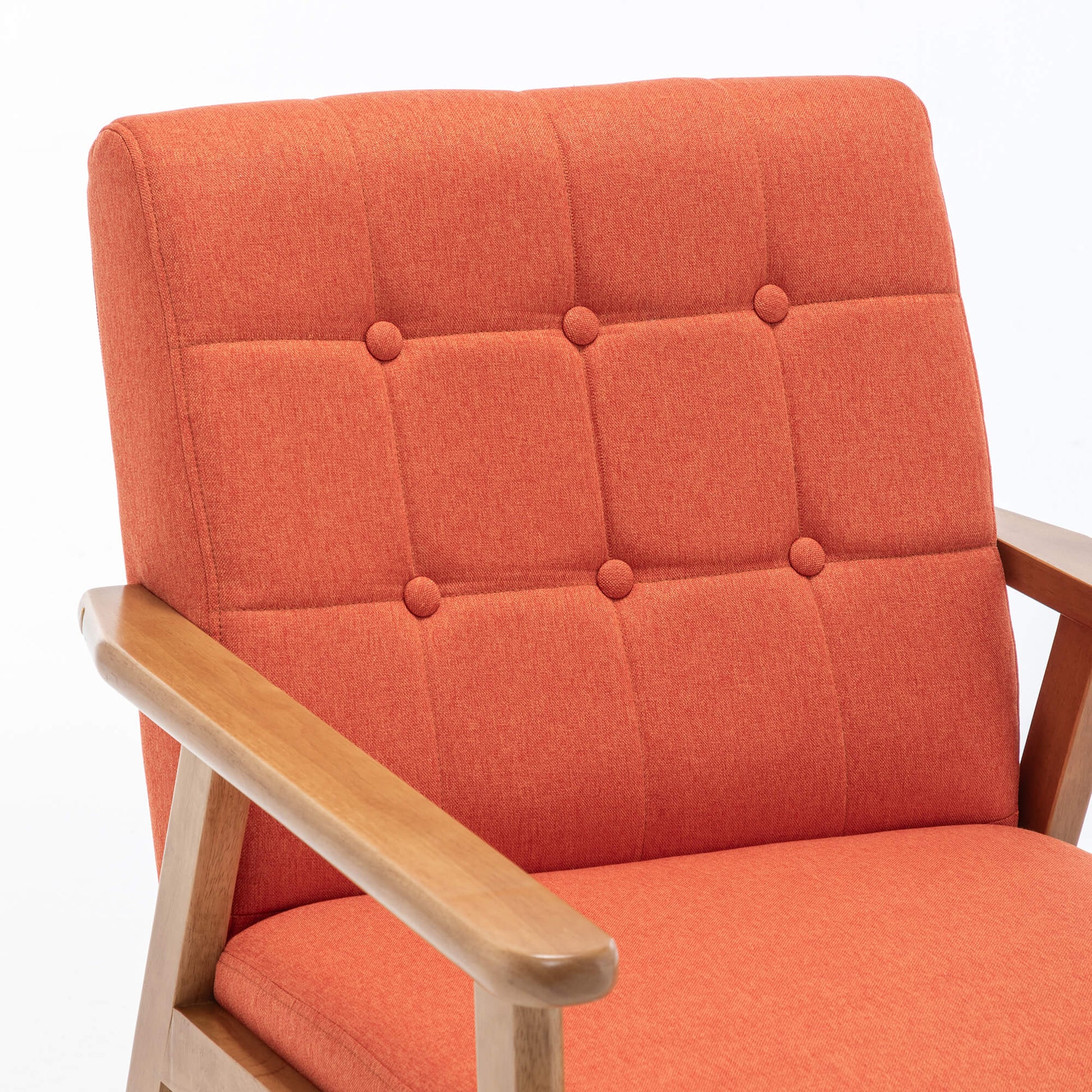 SEYNAR Mid-Century Linen Button-Tufted Accent Chair with Solid Wood Frame(Single/Set of 2)