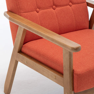 SEYNAR Mid-Century Linen Button-Tufted Accent Chair with Solid Wood Frame(Single/Set of 2)