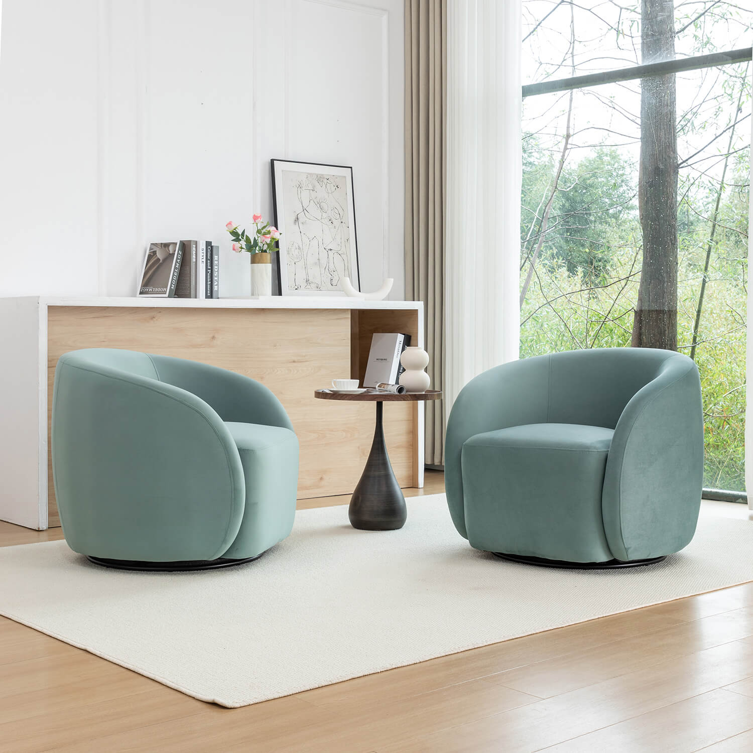 SEYNAR Modern Glam Velvet Upholstered 360 Degree Swivel Accent Armchair, 1 Chair or Set of 2