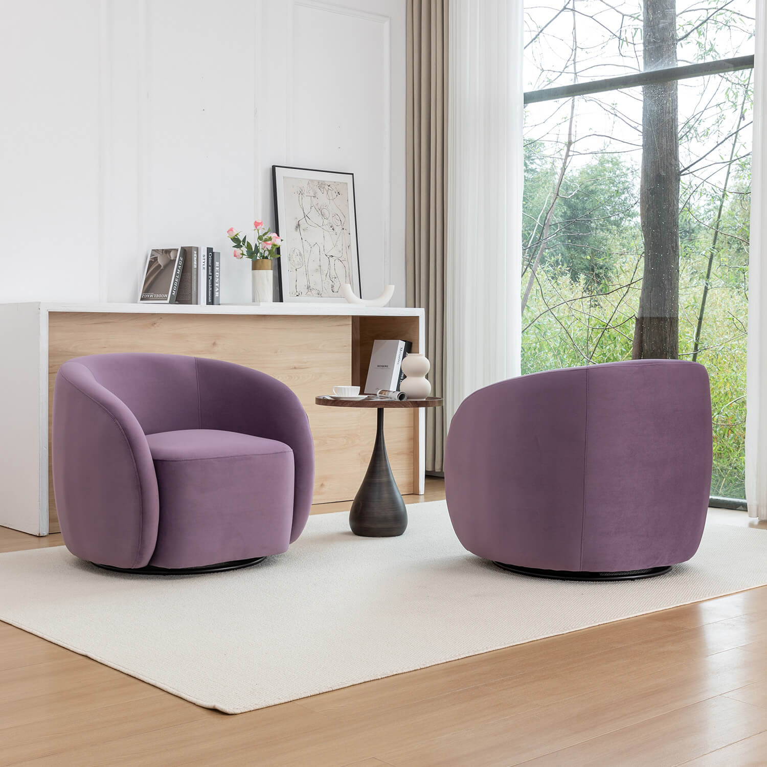 SEYNAR Modern Glam Velvet Upholstered 360 Degree Swivel Accent Armchair, 1 Chair or Set of 2