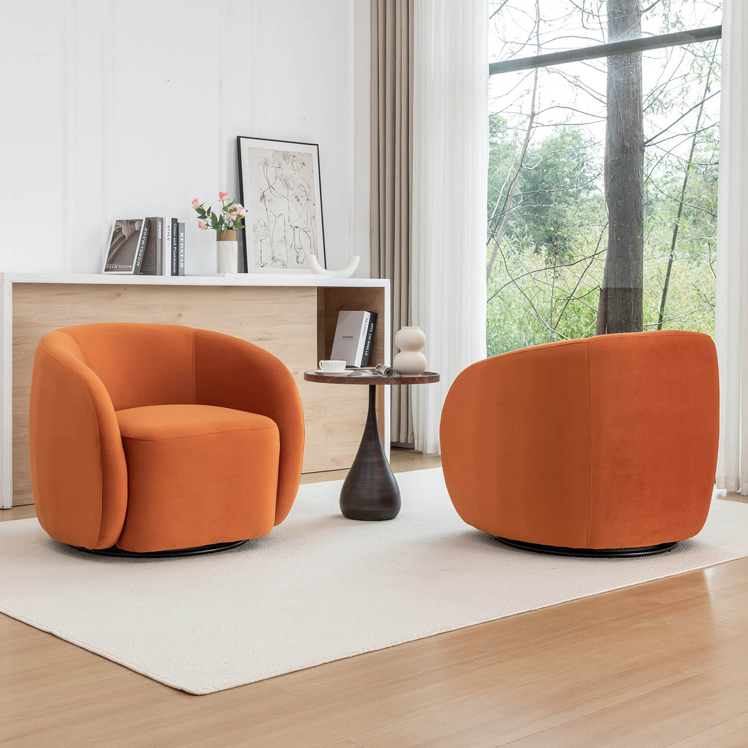 SEYNAR Modern Glam Velvet Upholstered 360 Degree Swivel Accent Armchair, 1 Chair or Set of 2