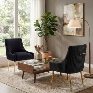 SEYNAR Modern Glam Boucle Pleated Velvet Dining Chair or Vanity Chair Set of 2/4/6