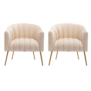 SEYNAR Modern Velvet Accent Chair,Round Upholstered Barrel Chair for Living Room