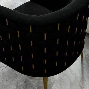 SEYNAR Mid-Century Modern Velvet Barrel Accent Chair, Round Upholstered Living Room Chair with Gold Finish Metal Base(Single/Set of 2)
