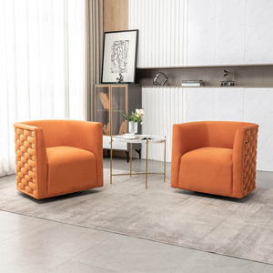 SEYNAR Modern Glam Velvet Upholstered 360 Degree Swivel Barrel Chair