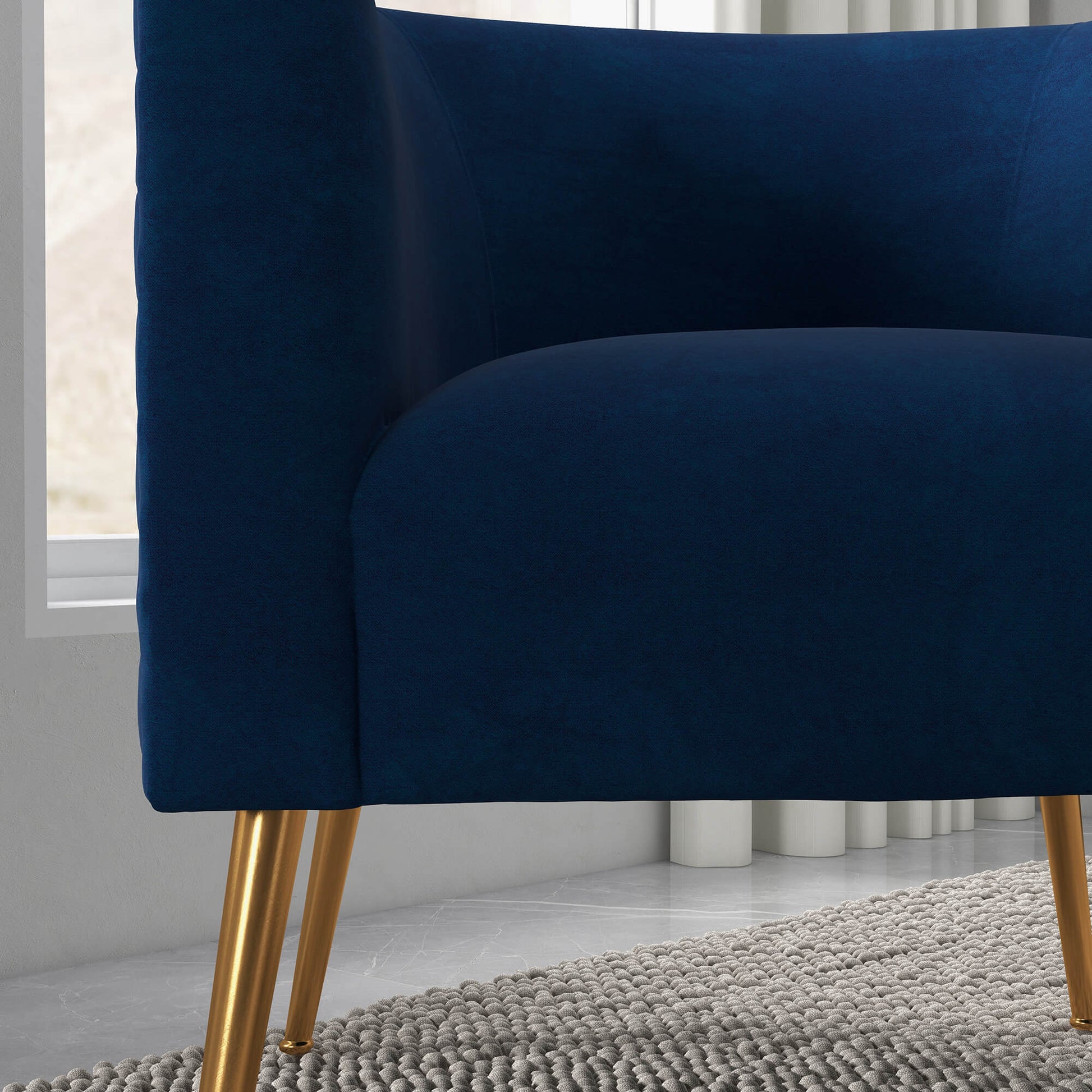 SEYNAR Mid-Century Modern Velvet Barrel Accent Chair, Round Upholstered Living Room Chair with Gold Finish Metal Base(Single/Set of 2)