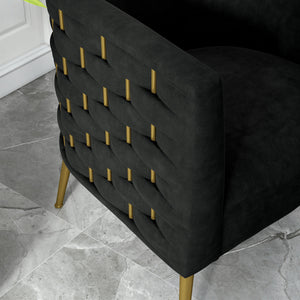 SEYNAR Mid-Century Modern Velvet Barrel Accent Chair, Round Upholstered Living Room Chair with Gold Finish Metal Base(Single/Set of 2)