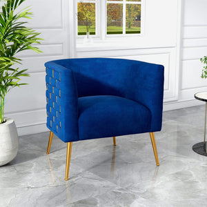 SEYNAR Mid-Century Modern Velvet Barrel Accent Chair, Round Upholstered Living Room Chair with Gold Finish Metal Base(Single/Set of 2)
