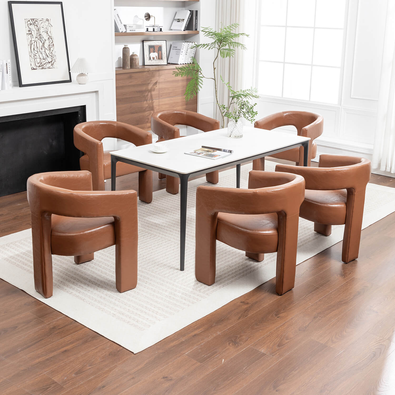 SEYNAR Modern Glam PU Leather Upholstered Dining Chair
