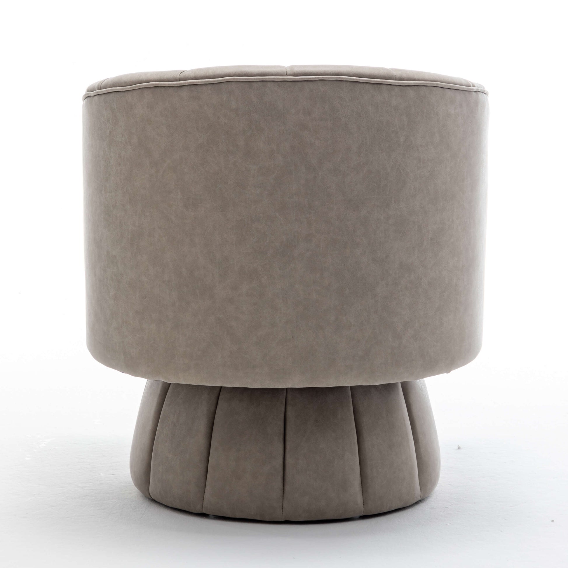 SEYNAR Mid-Century Swivel PU Leather Tufted Round Accent Barrel Chair