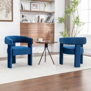 SEYNAR Modern Velvet Accent Chair, Upholstered Barrel Armchair with Curved Back and Thickened Padded Seat,Single chair or Set of 2/4/6
