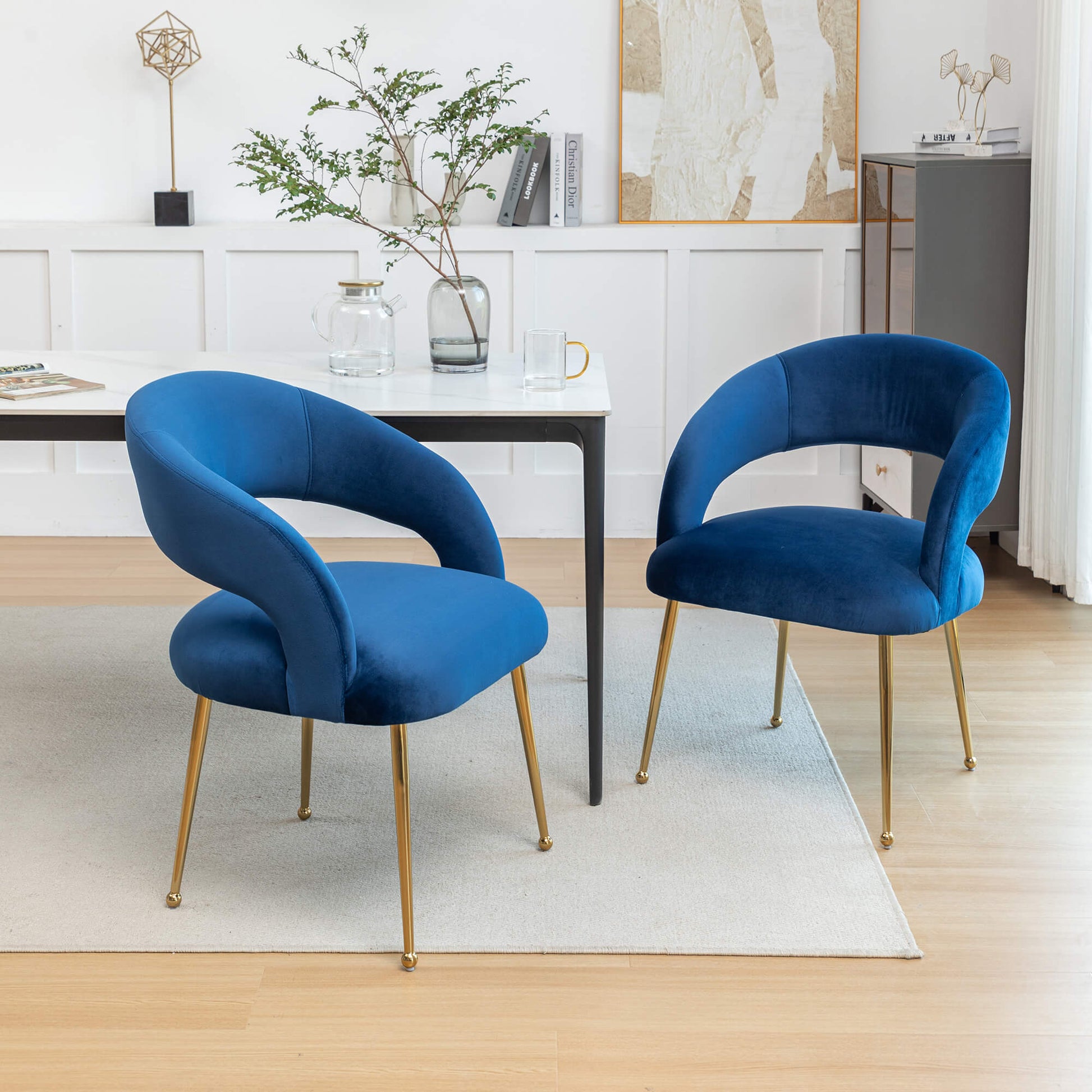 SEYNAR Mid Century Modern Velvet Upolstered Open-Back Dining Chair Set of 2/4/6