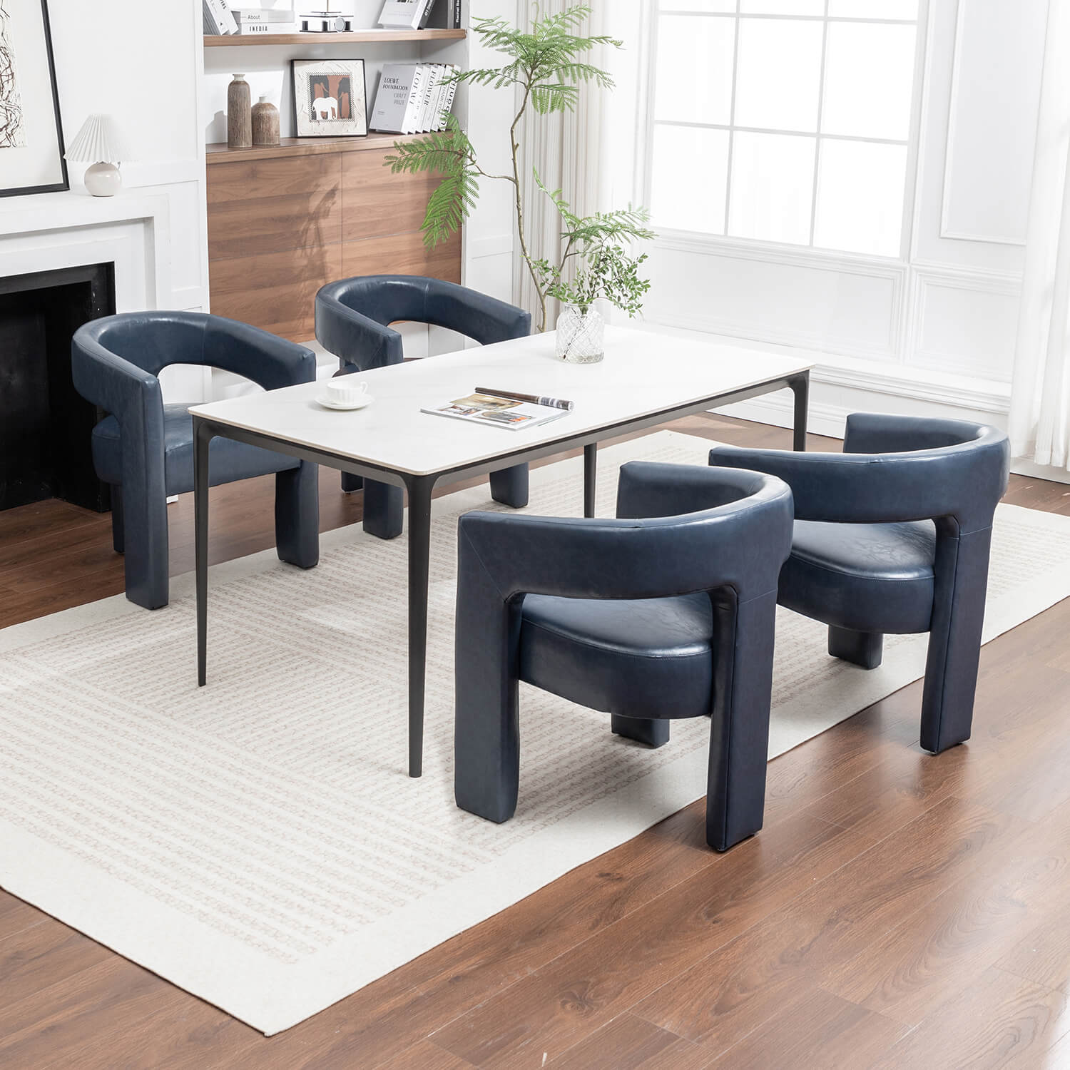 SEYNAR Modern Glam PU Leather Upholstered Dining Chair