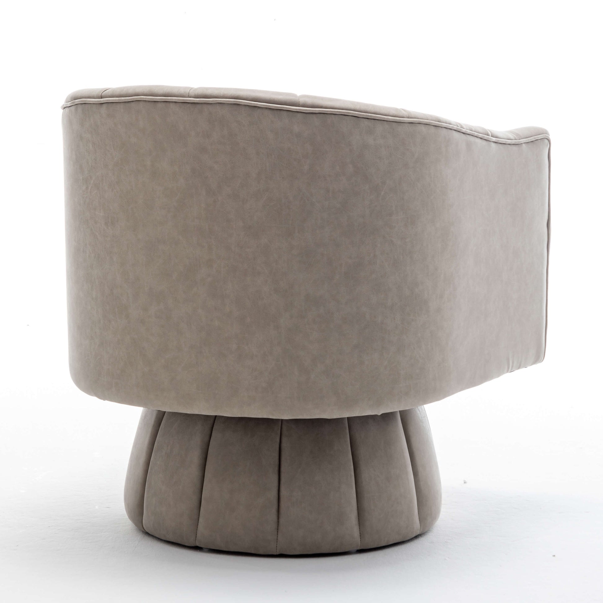 SEYNAR Mid-Century Swivel PU Leather Tufted Round Accent Barrel Chair