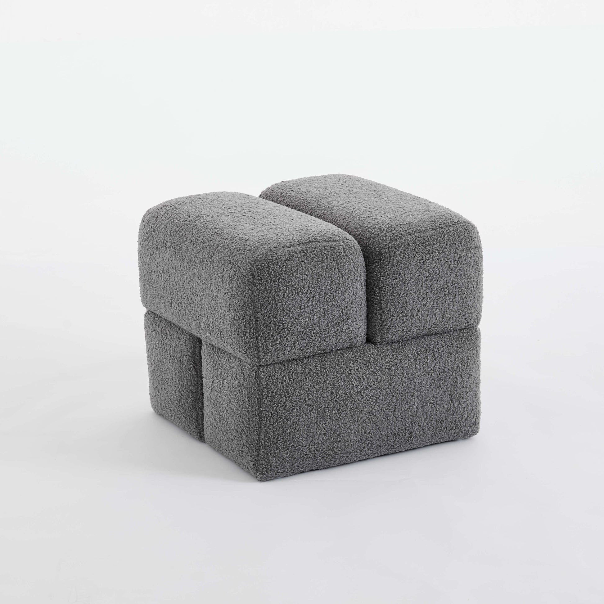 SEYNAR Modern 16.5''Faux Sherpa Square  Cube Otttoman