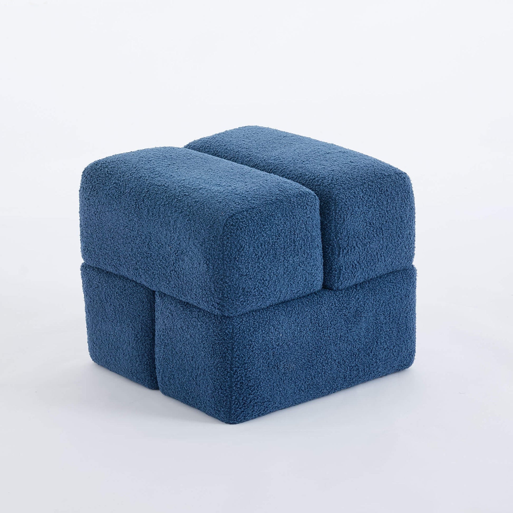 SEYNAR Modern 16.5''Faux Sherpa Square  Cube Otttoman