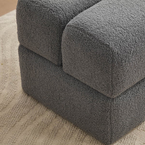 SEYNAR Modern 16.5''Faux Sherpa Square  Cube Otttoman