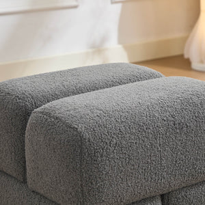 SEYNAR Modern 16.5''Faux Sherpa Square  Cube Otttoman