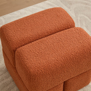 SEYNAR Modern 16.5''Faux Sherpa Square  Cube Otttoman