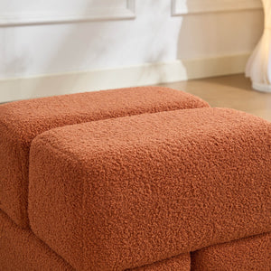 SEYNAR Modern 16.5''Faux Sherpa Square  Cube Otttoman