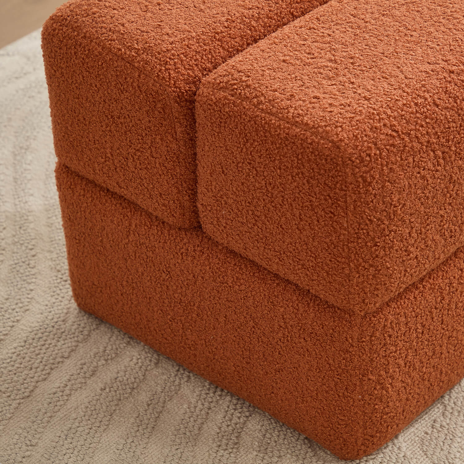 SEYNAR Modern 16.5''Faux Sherpa Square  Cube Otttoman