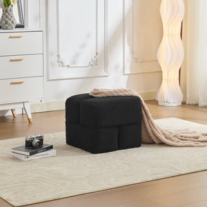 SEYNAR Modern 16.5''Faux Sherpa Square  Cube Otttoman