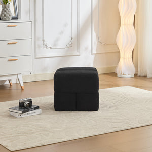 SEYNAR Modern 16.5''Faux Sherpa Square  Cube Otttoman