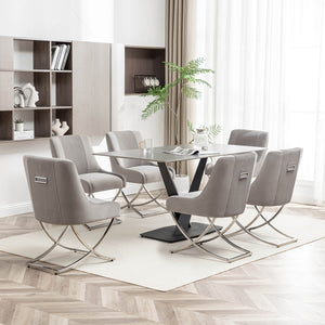 SEYNAR Contempoary Velvet Dining Chair Set of 2/4/6 with Metal Frame Legs and Back Pull
