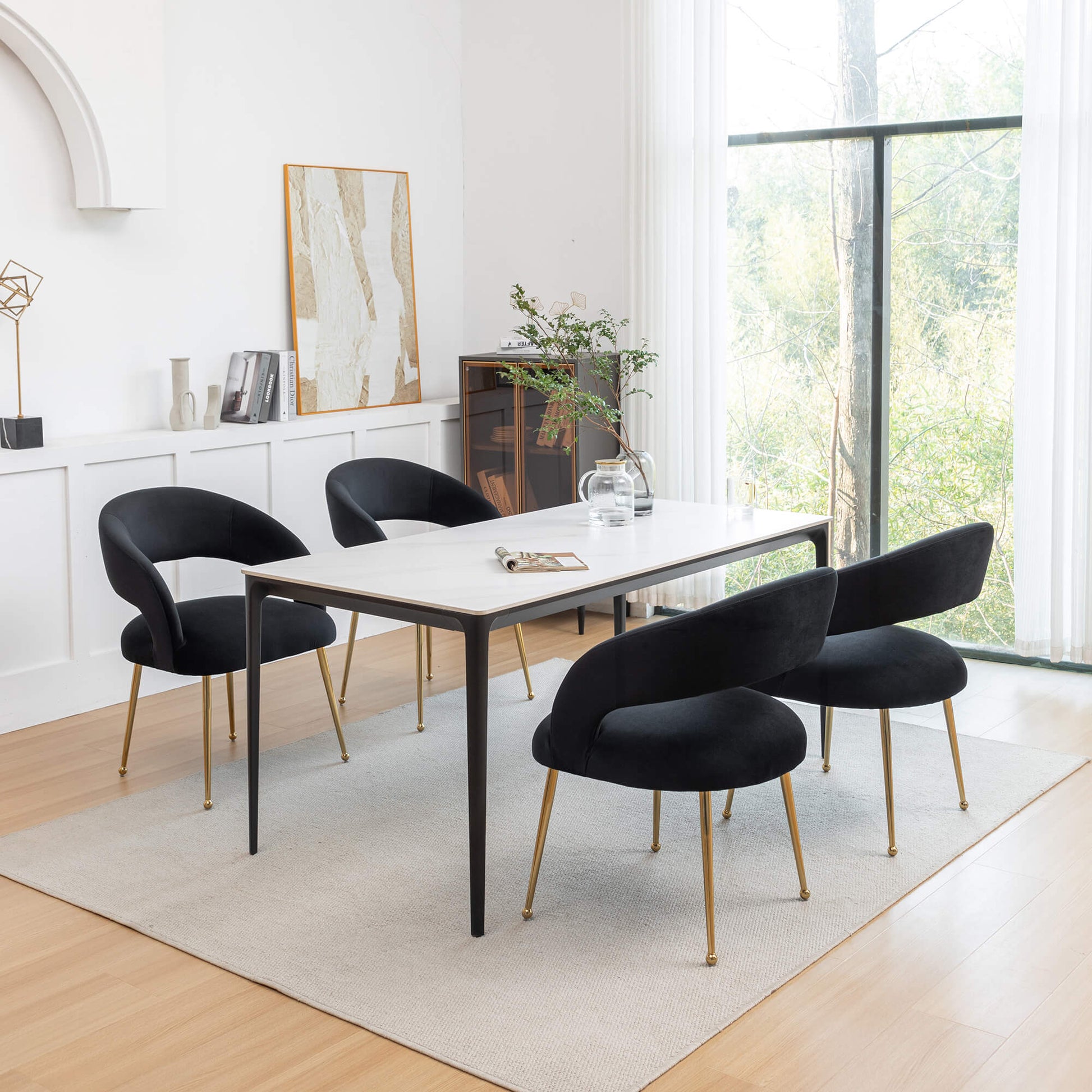 SEYNAR Mid Century Modern Velvet Upolstered Open-Back Dining Chair Set of 2/4/6