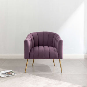 SEYNAR Modern Velvet Accent Chair,Round Upholstered Barrel Chair for Living Room