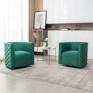 SEYNAR Modern Glam Velvet Upholstered 360 Degree Swivel Barrel Chair