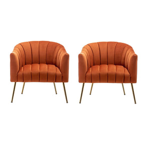 SEYNAR Modern Velvet Accent Chair,Round Upholstered Barrel Chair for Living Room