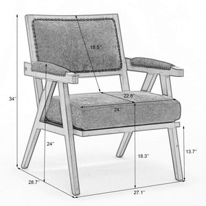 SEYNAR Rustic Mid-Century Chenille Accent Chair with Nailhead Trim and Wood Frame(Single/Set of 2)