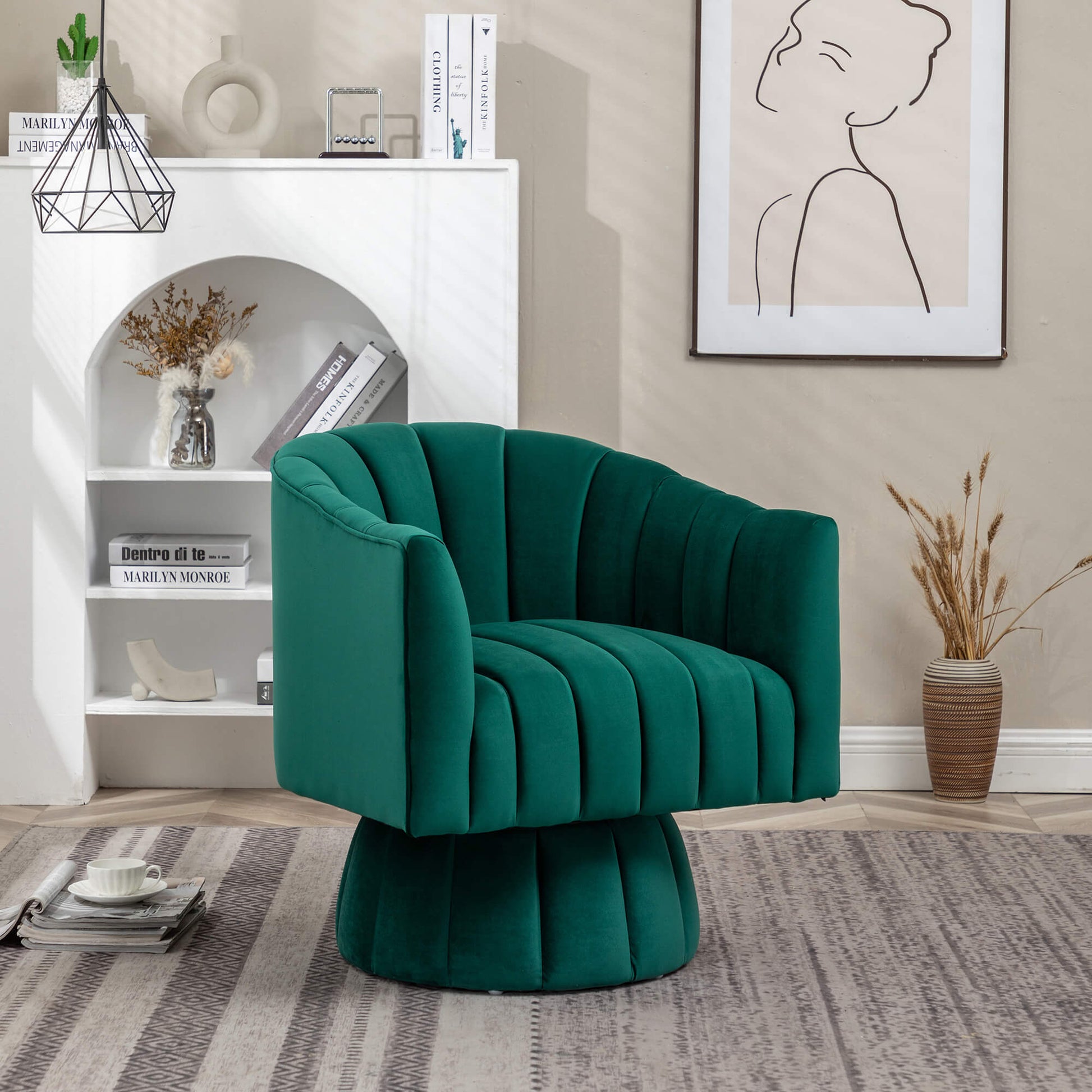 SEYNAR Accent Chair Mid Century 360 Degree Swivel Chair Set of 2/Single