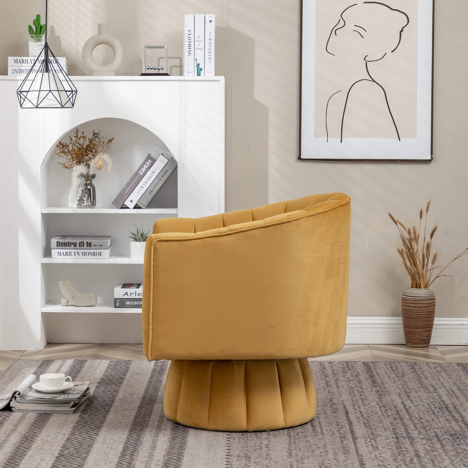 SEYNAR Accent Chair Mid Century 360 Degree Swivel Chair Set of 2/Single