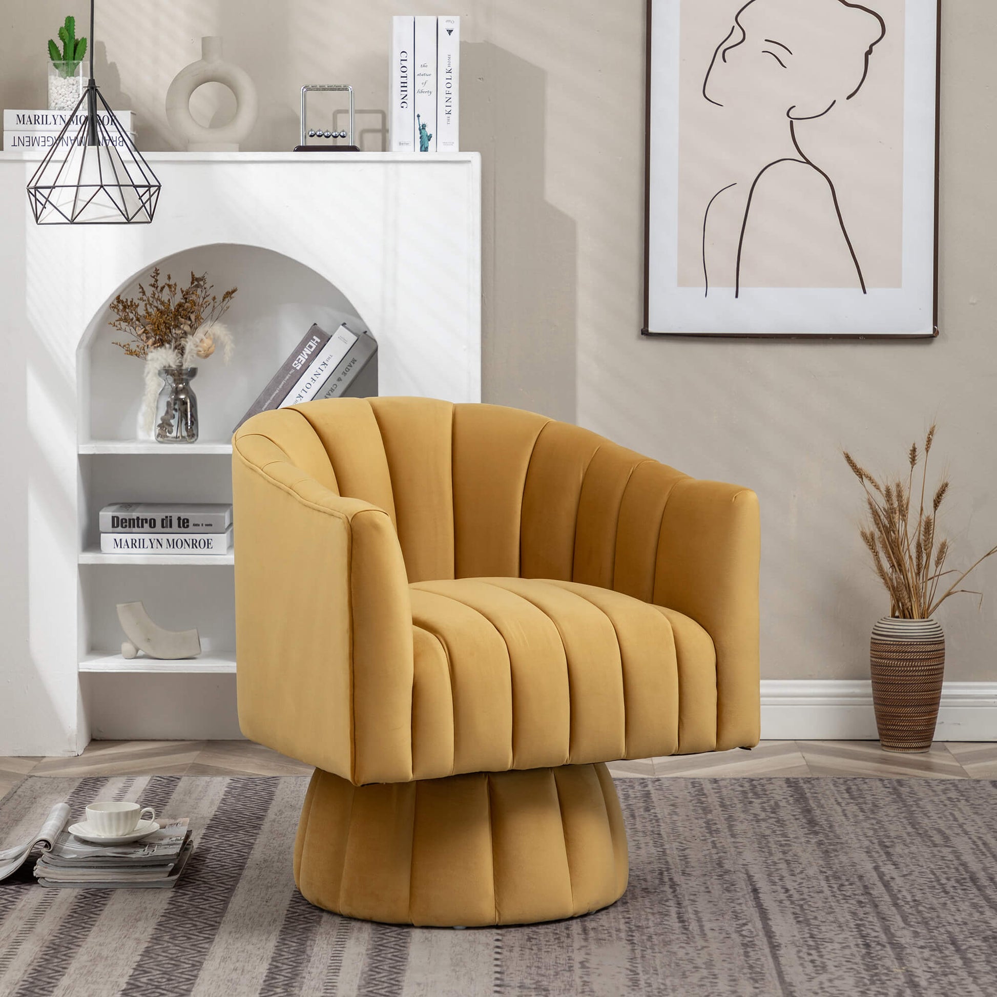 SEYNAR Accent Chair Mid Century 360 Degree Swivel Chair Set of 2/Single