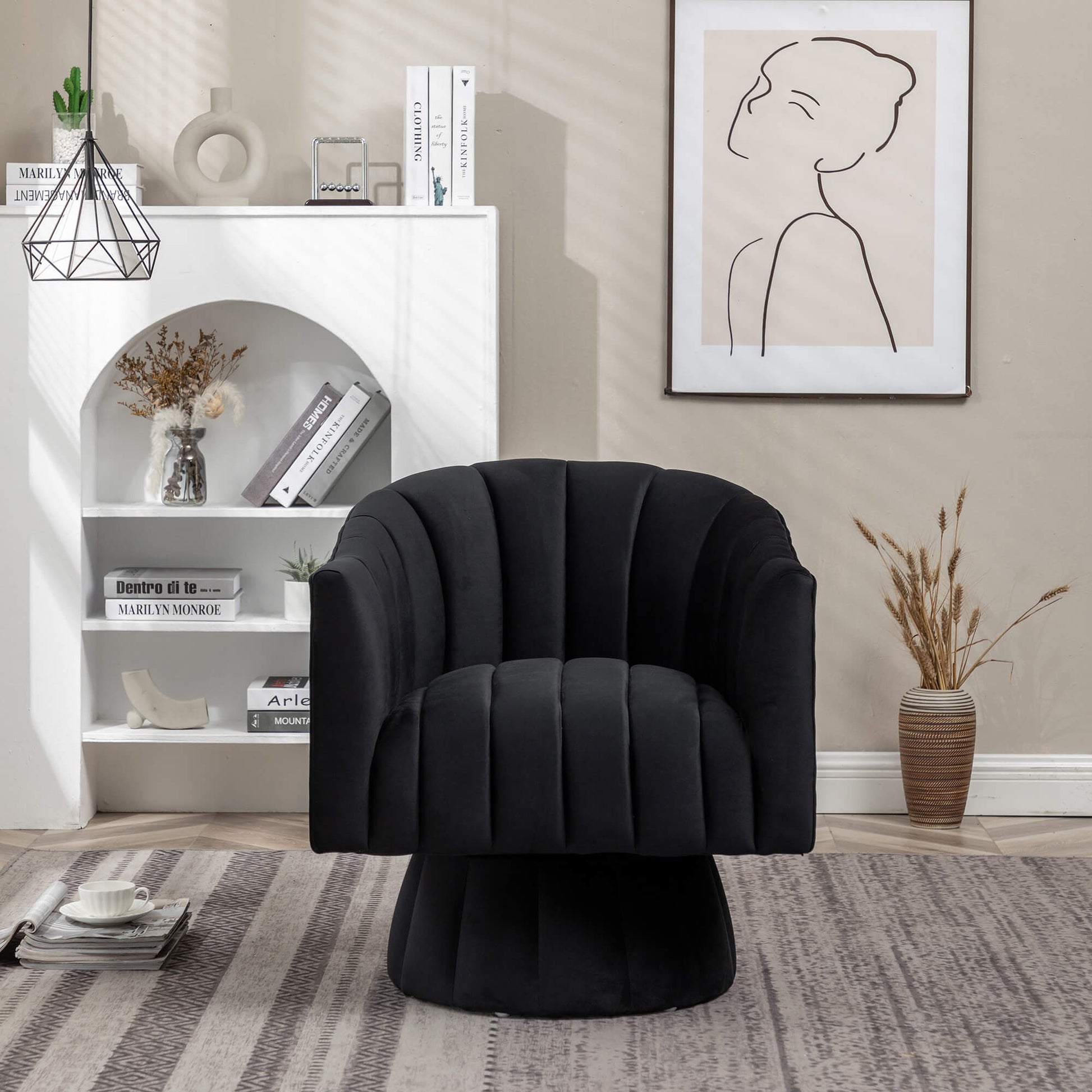 SEYNAR Accent Chair Mid Century 360 Degree Swivel Chair Set of 2/Single