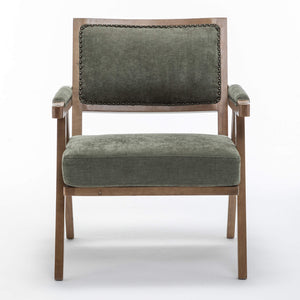 SEYNAR Rustic Mid-Century Chenille Accent Chair with Nailhead Trim and Wood Frame(Single/Set of 2)