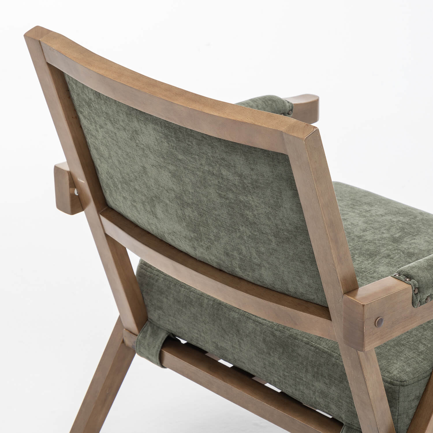 SEYNAR Rustic Mid-Century Chenille Accent Chair with Nailhead Trim and Wood Frame(Single/Set of 2)