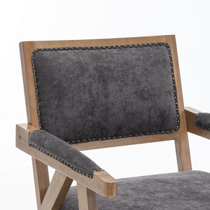 SEYNAR Rustic Mid-Century Chenille Accent Chair with Nailhead Trim and Wood Frame(Single/Set of 2)