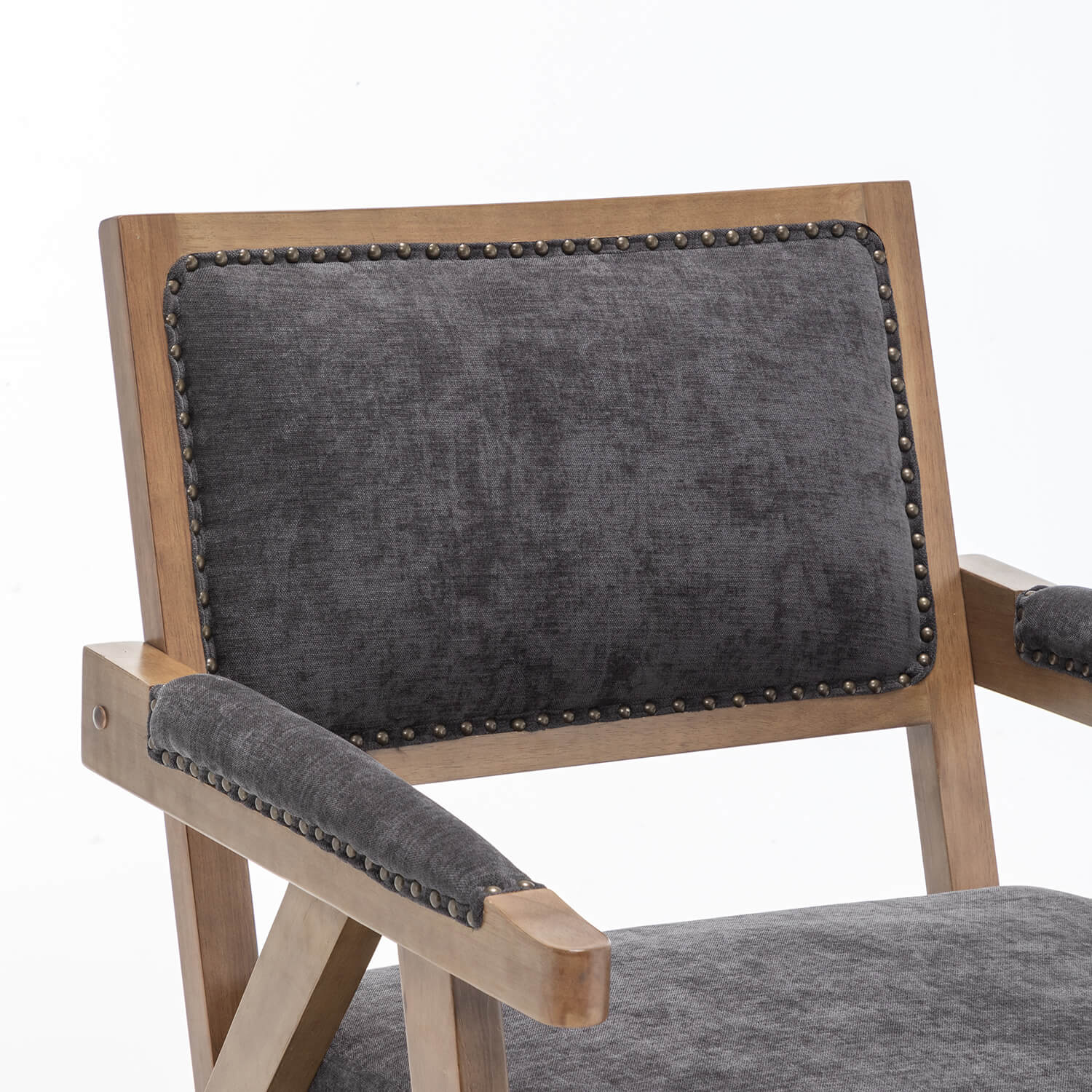 SEYNAR Rustic Mid-Century Chenille Accent Chair with Nailhead Trim and Wood Frame(Single/Set of 2)