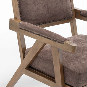 SEYNAR Rustic Mid-Century Chenille Accent Chair with Nailhead Trim and Wood Frame(Single/Set of 2)