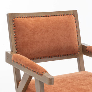 SEYNAR Rustic Mid-Century Chenille Accent Chair with Nailhead Trim and Wood Frame(Single/Set of 2)
