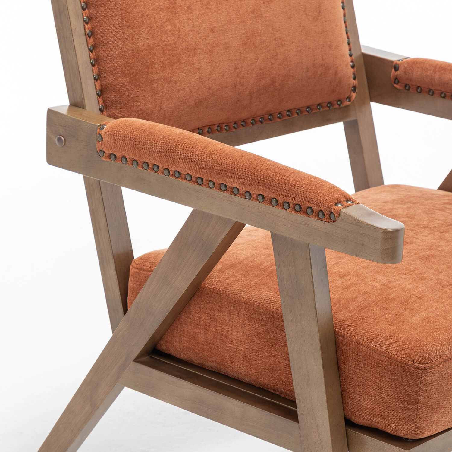 SEYNAR Rustic Mid-Century Chenille Accent Chair with Nailhead Trim and Wood Frame(Single/Set of 2)